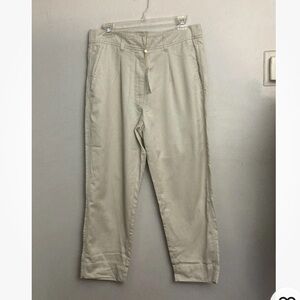 8-17 Quince Beige Pants Pleat Front Ankle 12 NWT